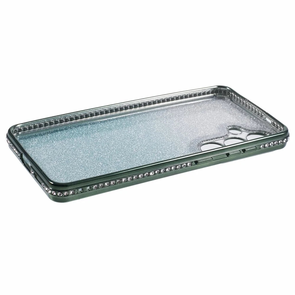 For Samsung Galaxy S24+ Case Gradient TPU Phone Cover Rhinestones Decor - Midnight Green - 5