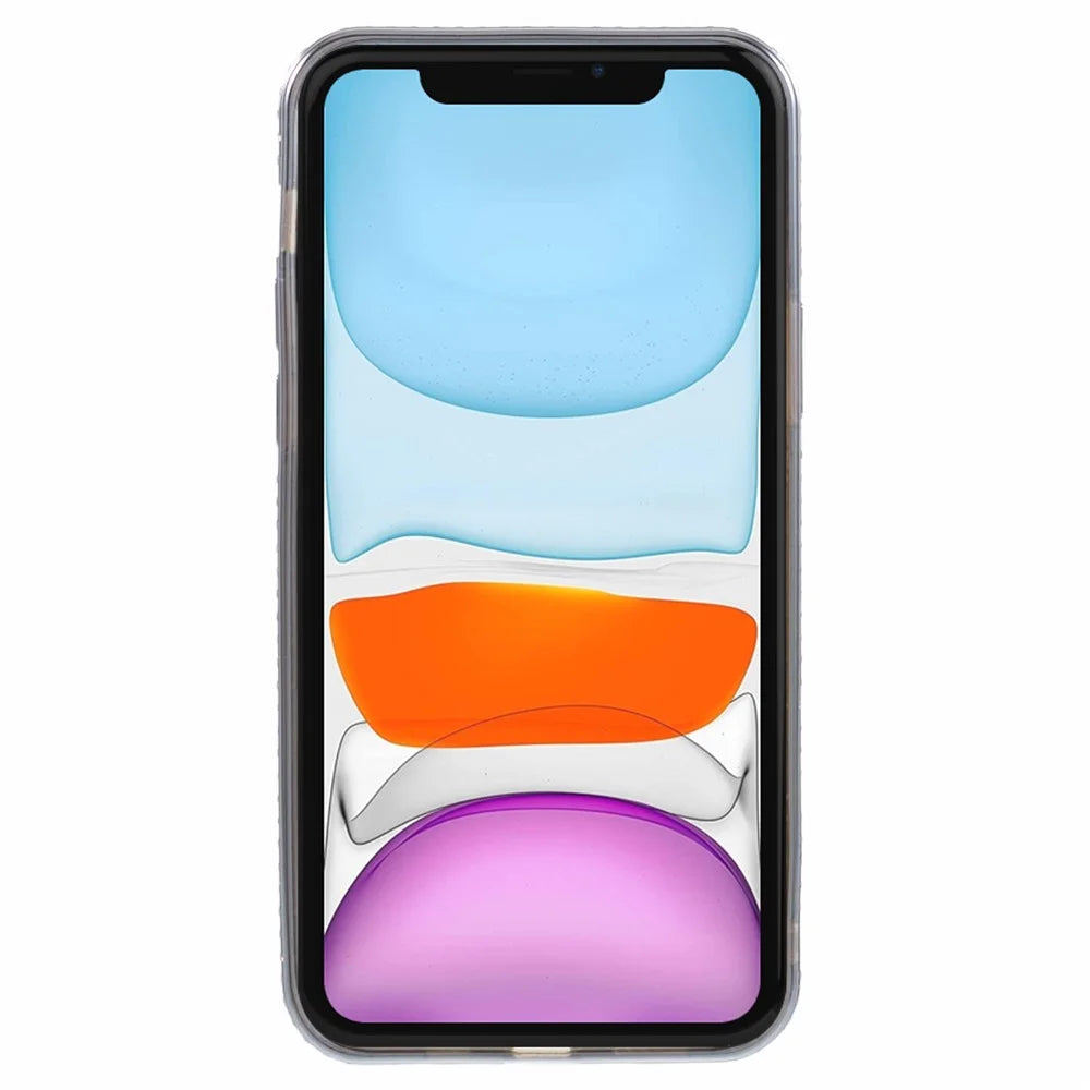 For iPhone 11 Cell Phone Case Gradient TPU Cover with Kickstand  /  Rhinestone - Silver - 2