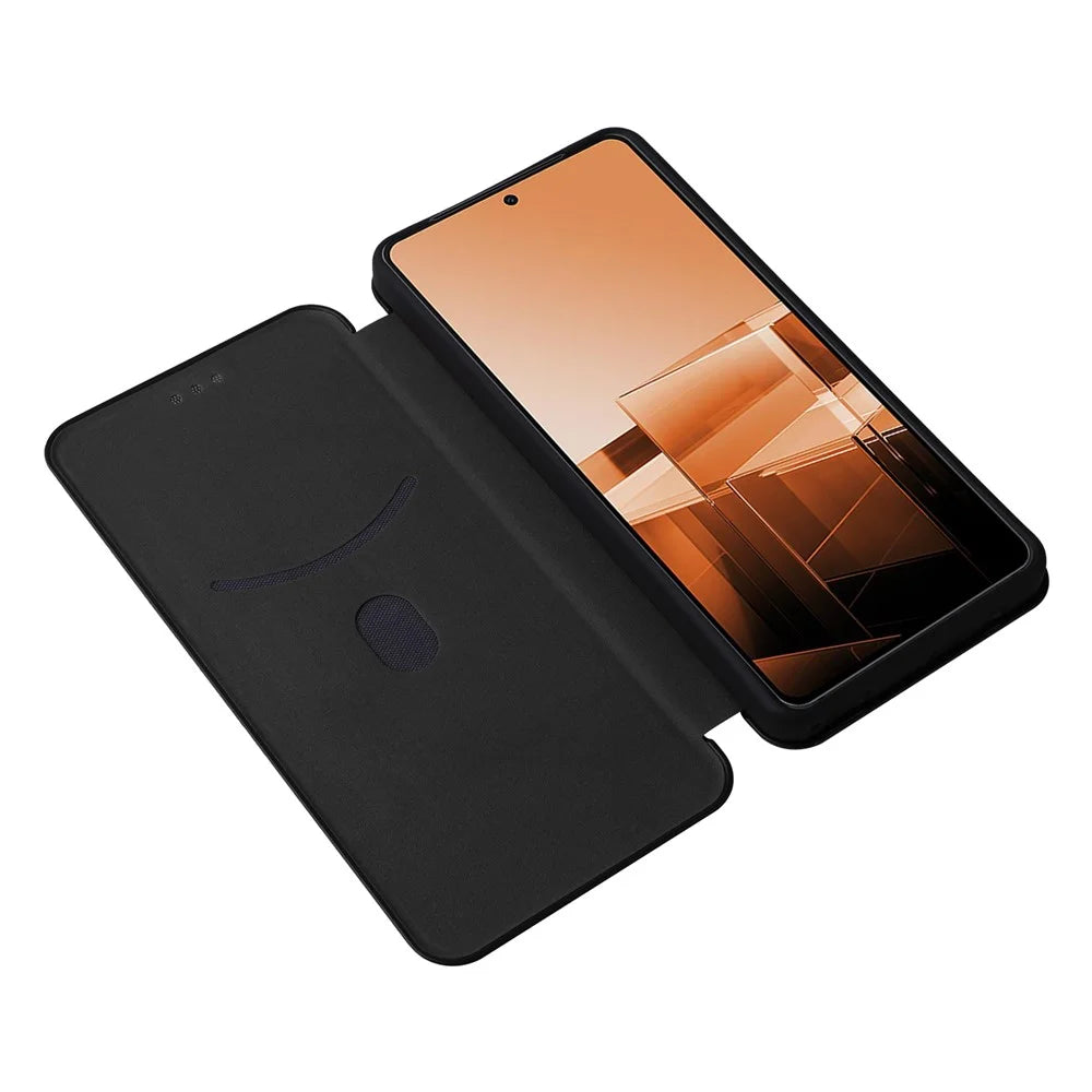 For Asus Zenfone 11 Ultra 5G Leather Case Carbon Fiber Texture Stand Magnetic Phone Cover - Black - 2