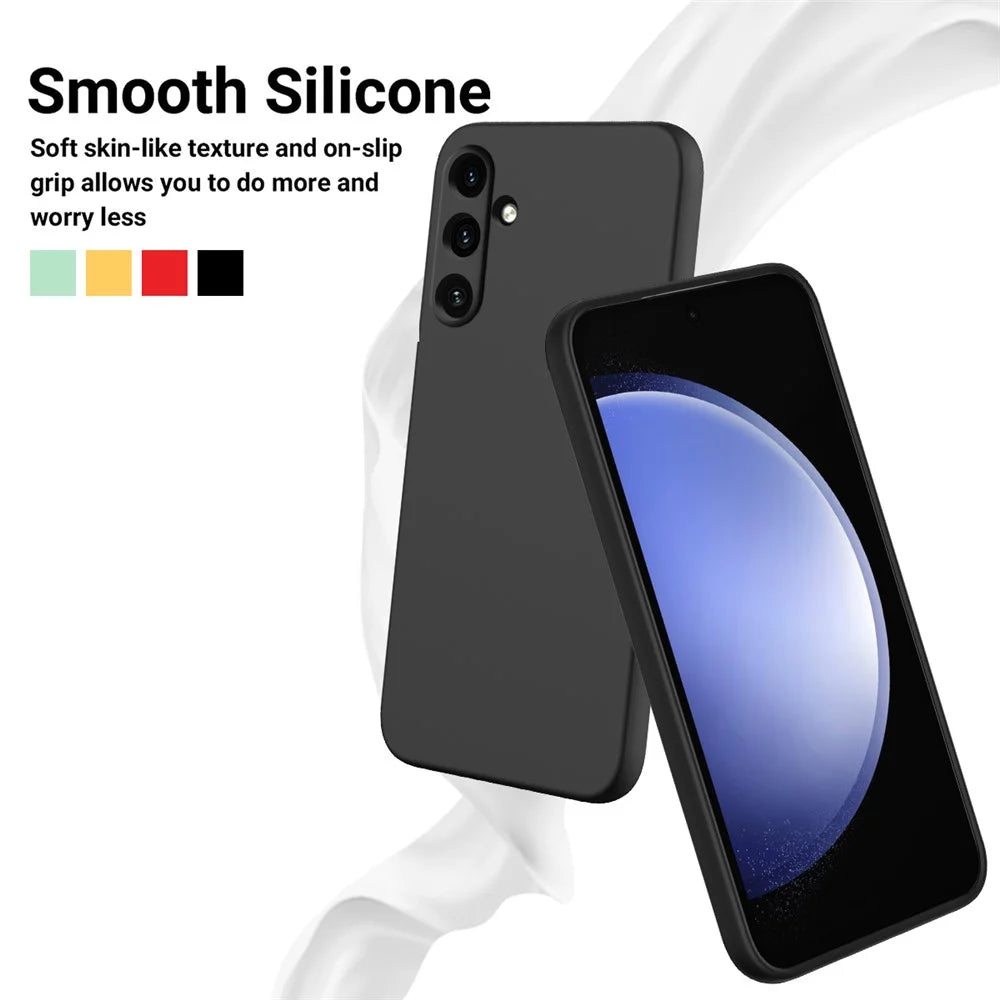 For Samsung Galaxy M55 5G / C55 5G / F55 5G Slim Case Soft Liquid Silicone Phone Cover - Black - 4