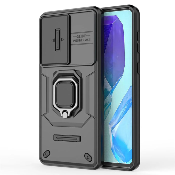 For Samsung Galaxy M55 5G / C55 5G / F55 5G Case PC+TPU Phone Protector with Slide Camera Cover - Black - 2