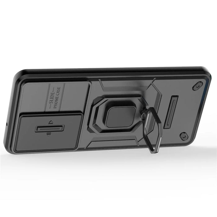 For Samsung Galaxy M55 5G / C55 5G / F55 5G Case PC+TPU Phone Protector with Slide Camera Cover - Black - 4