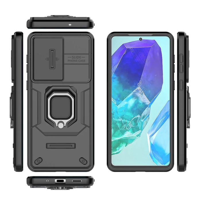 For Samsung Galaxy M55 5G / C55 5G / F55 5G Case PC+TPU Phone Protector with Slide Camera Cover - Black - 7