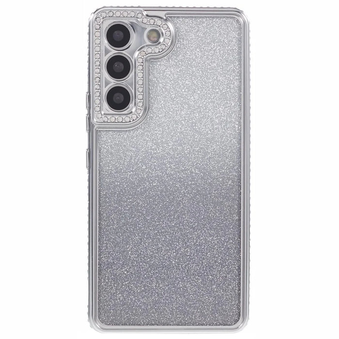 For Samsung Galaxy S23 Case TPU Drop Protection Rhinestone Decor Gradient Phone Protector - Silver - 1