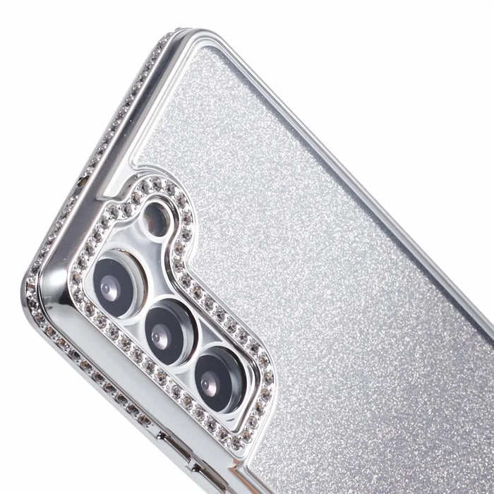 For Samsung Galaxy S23 Case TPU Drop Protection Rhinestone Decor Gradient Phone Protector - Silver - 6