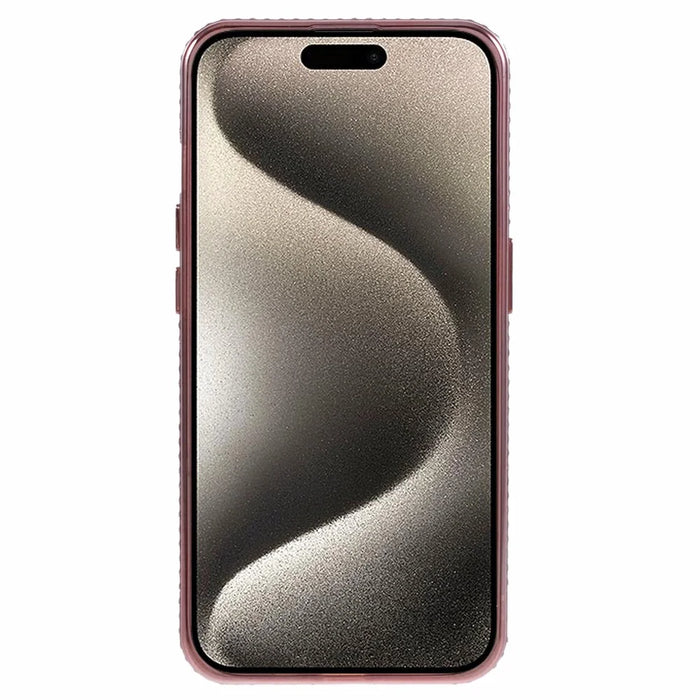 For iPhone 15 Pro Case Anti-Drop Gradient TPU Phone Case Rhinestones Decorated - Rose Gold - 2