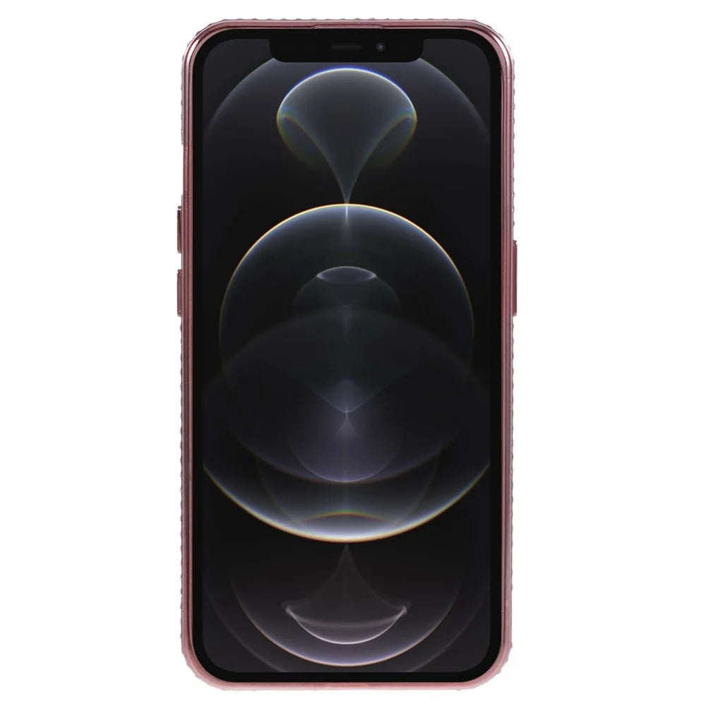 For iPhone 12 Pro TPU Case Rhinestones Decor Gradient   Phone Case - Rose Gold - 2