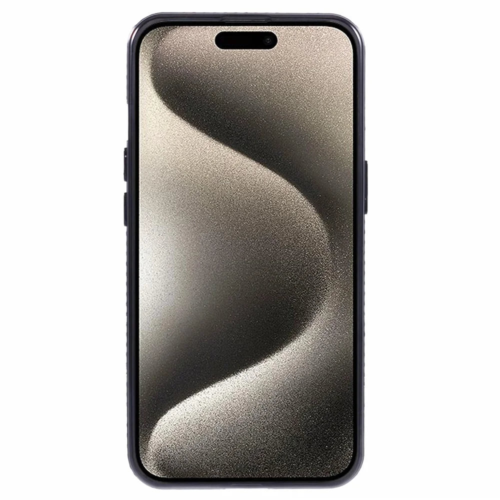 For iPhone 15 Case Gradient TPU Phone Cover with Rhinestone Lens Frame - Black - 2