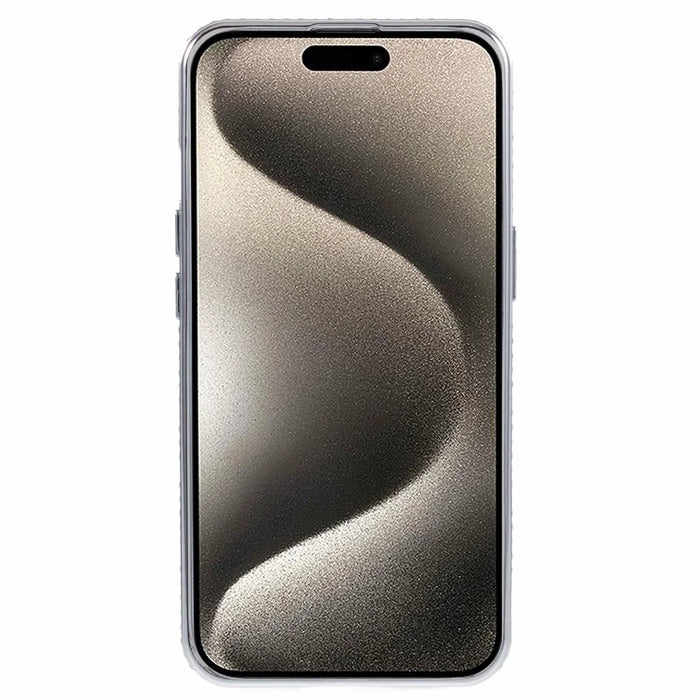 For iPhone 15 Plus Gradient Case Kickstand Shiny Rhinestone Decor TPU Phone Cover - Silver - 2