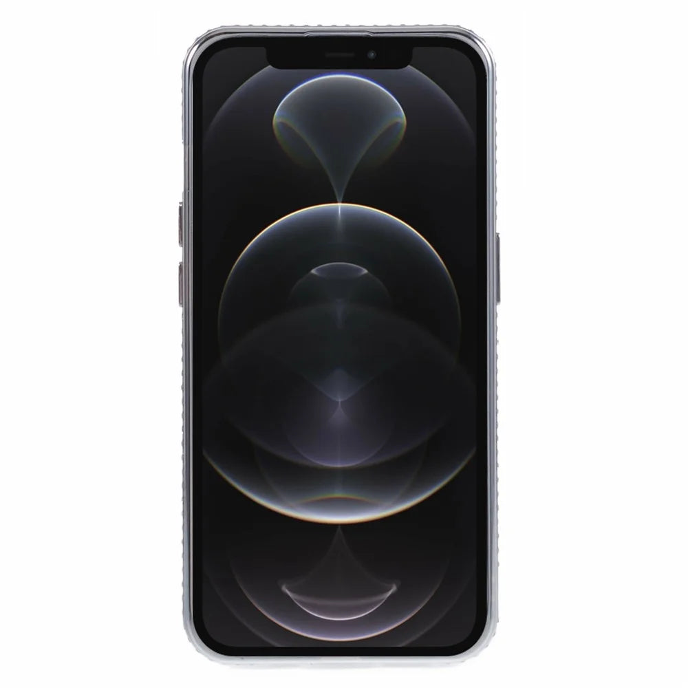 For iPhone 12 Pro Max TPU Case Gradient Kickstand Cover with Rhinestone Lens Frame - Silver - 2