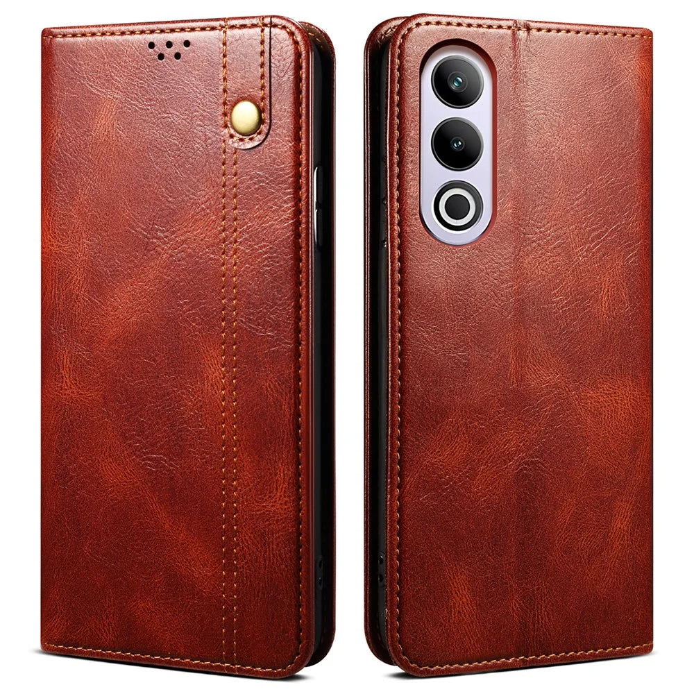 For OnePlus Nord CE4 5G Phone Case Leather Flip   Wallet Cover - Brown - 1