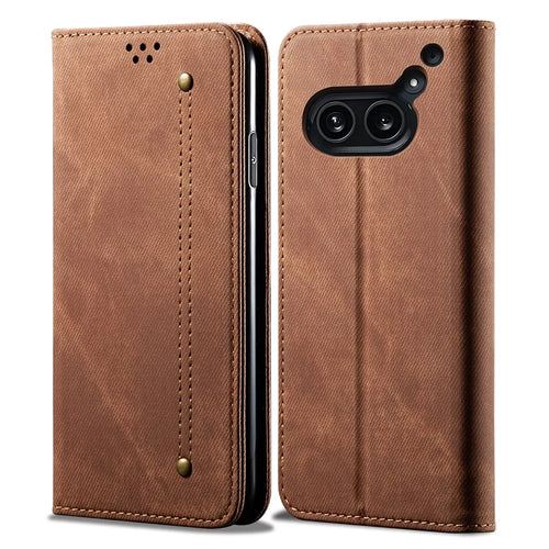 For Nothing Phone (2a) Plus / Phone (2a) Case Shockproof Leather Stand Phone Cover Mobile Spares   - Coffee - 1