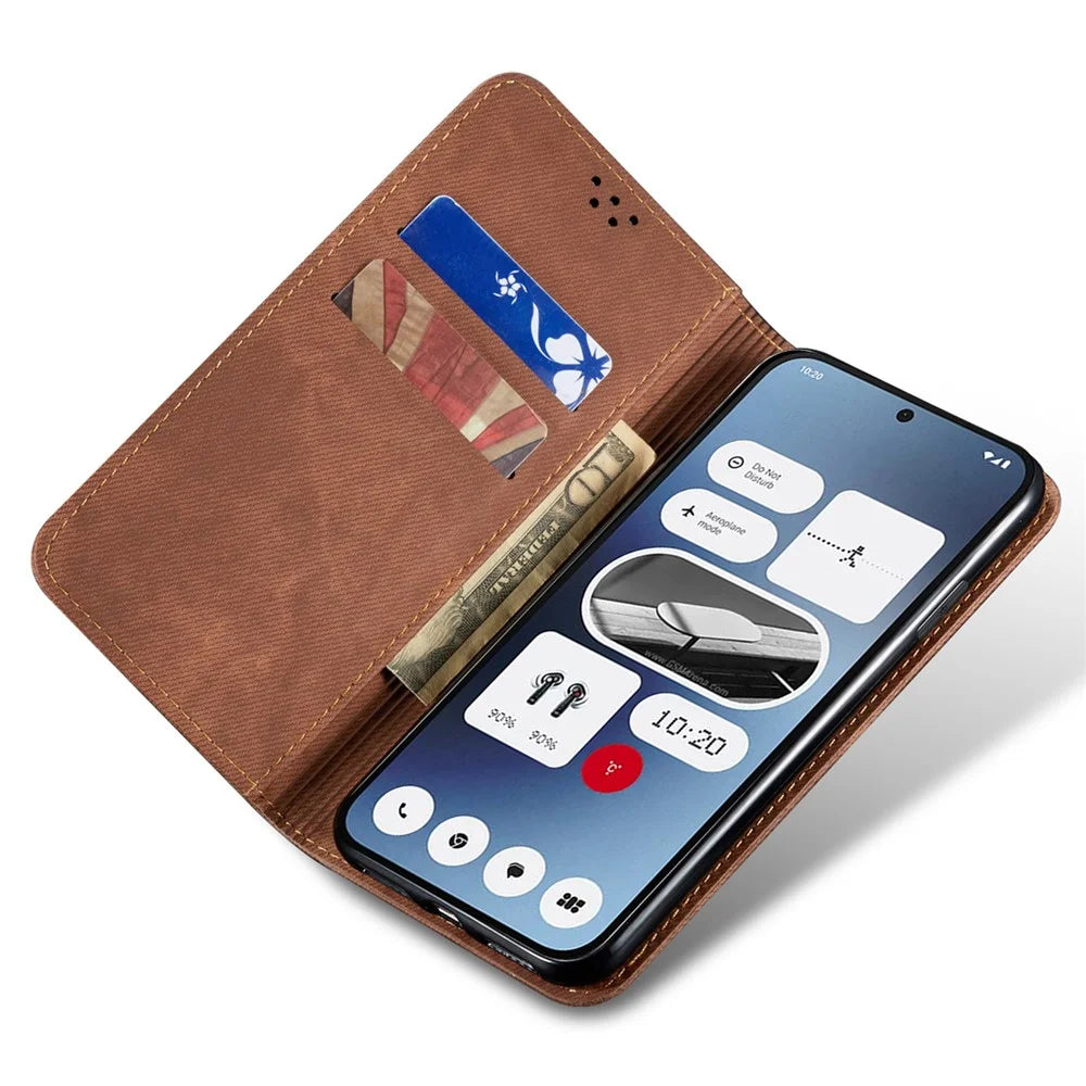 For Nothing Phone (2a) Plus / Phone (2a) Case Shockproof Leather Stand Phone Cover Mobile Spares   - Coffee - 2