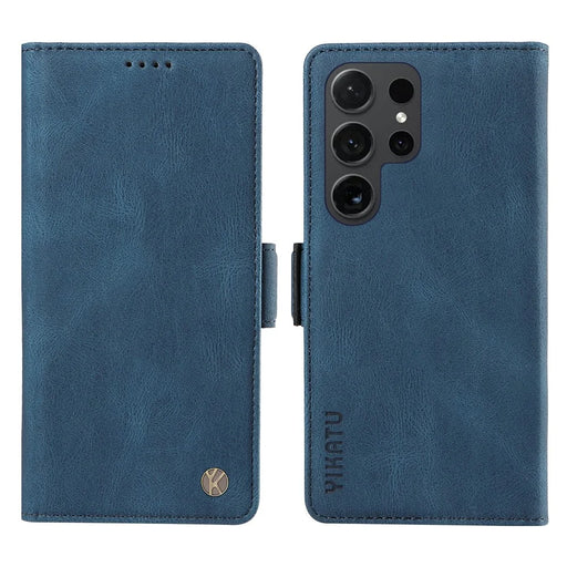 YIKATU YK-005 For Samsung Galaxy S24 Ultra Case Skin-touch Wallet Stand Leather Cover - Blue - 1