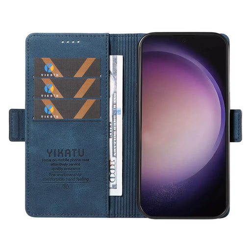 YIKATU YK-005 For Samsung Galaxy S24 Ultra Case Skin-touch Wallet Stand Leather Cover - Blue - 2