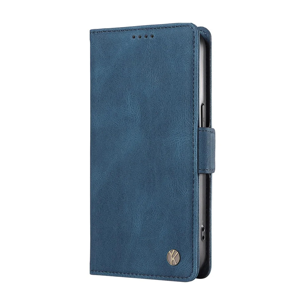 YIKATU YK-005 For Samsung Galaxy S24 Ultra Case Skin-touch Wallet Stand Leather Cover - Blue - 6