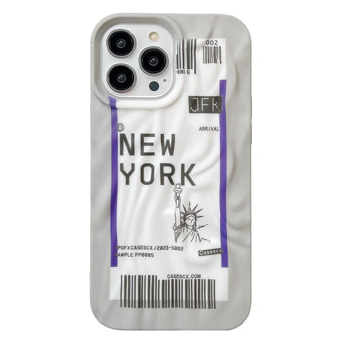 For iPhone 15 Pro Case Air Ticket Pattern Luminous TPU Phone Cover - Blue - 1