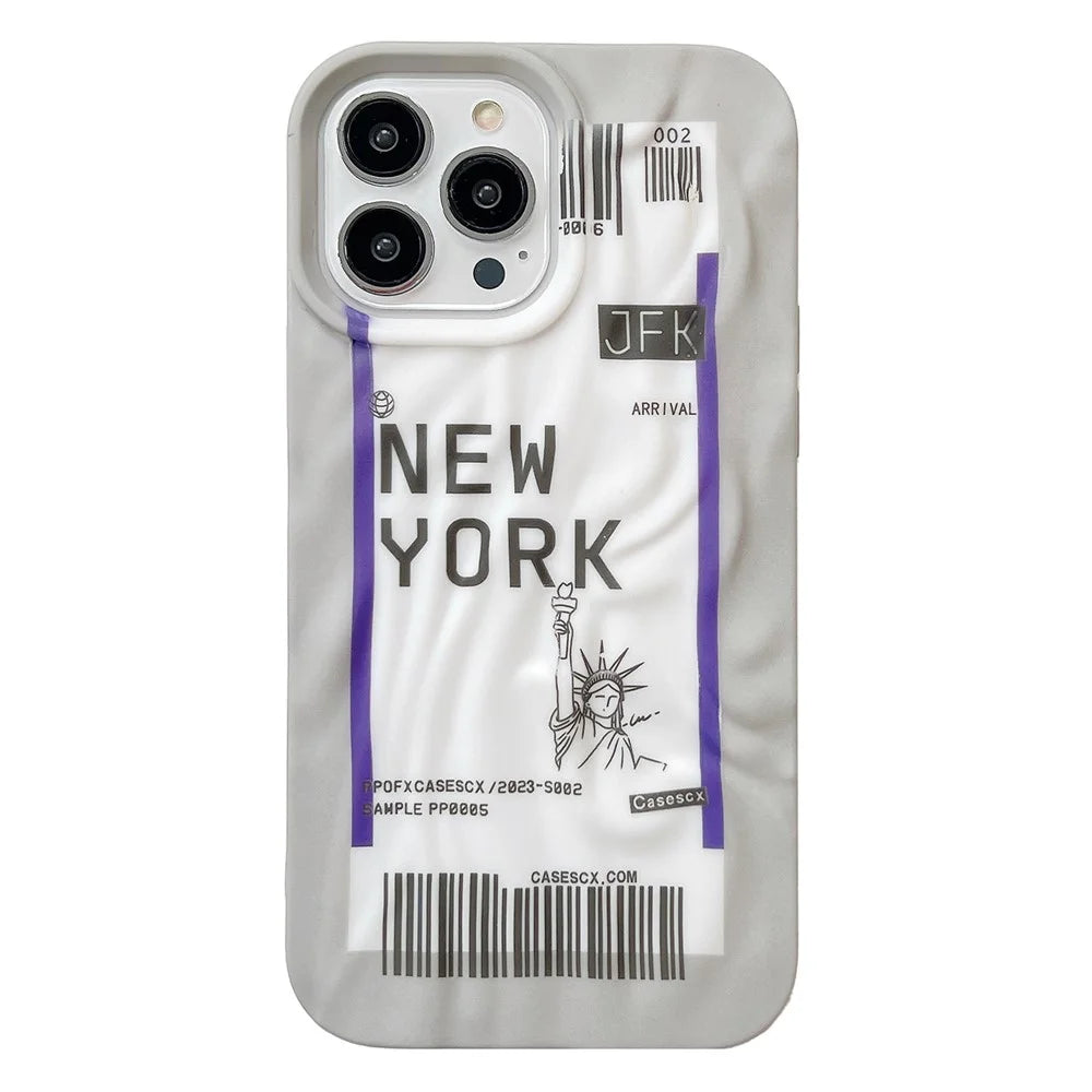 For iPhone 15 Pro Case Air Ticket Pattern Luminous TPU Phone Cover - Blue - 1