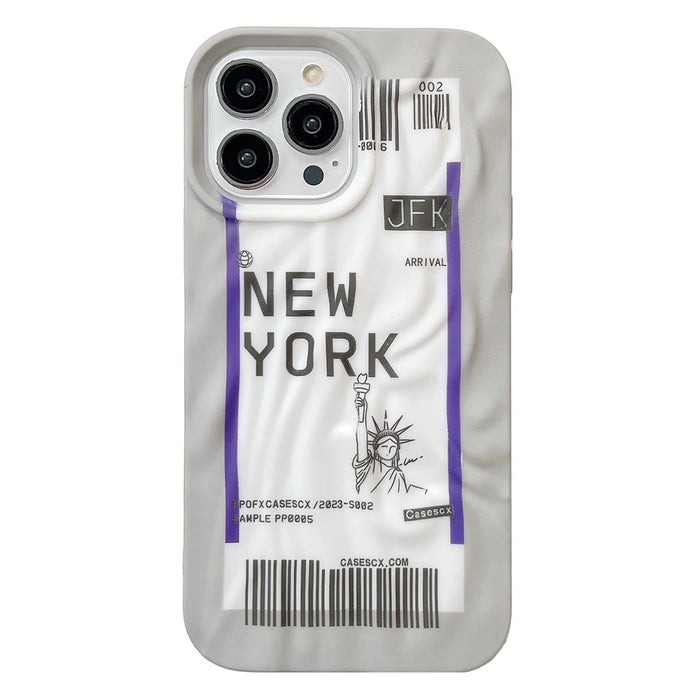 For iPhone 15 Pro Case Air Ticket Pattern Luminous TPU Phone Cover - Blue - 1