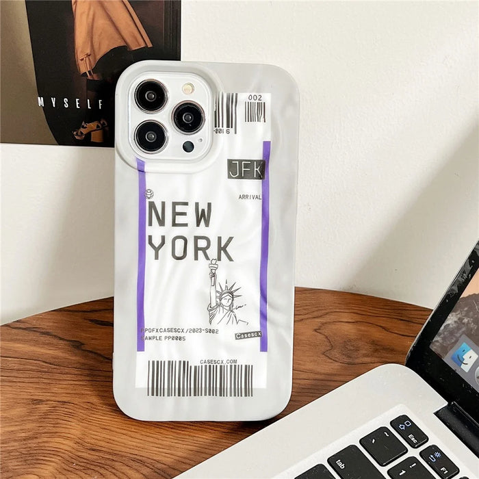 For iPhone 15 Pro Case Air Ticket Pattern Luminous TPU Phone Cover - Blue - 2