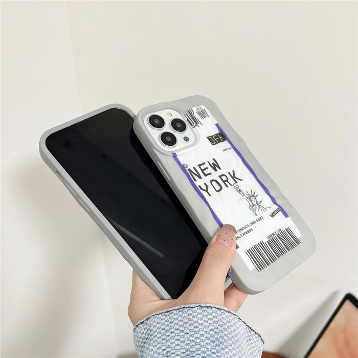 For iPhone 15 Pro Case Air Ticket Pattern Luminous TPU Phone Cover - Blue - 3