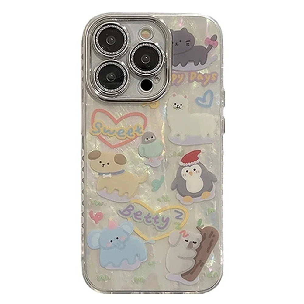 For iPhone 12 Pro Case PC+TPU Phone Cover with Cartoon Pattern Design+Shell Texture - 1
