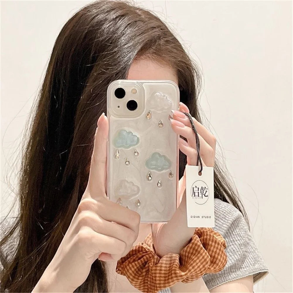 For iPhone 14 Plus TPU+PC Case 3D Cloud Decor Drop Protection Epoxy Cover (Precise Lens Cutouts) - 3