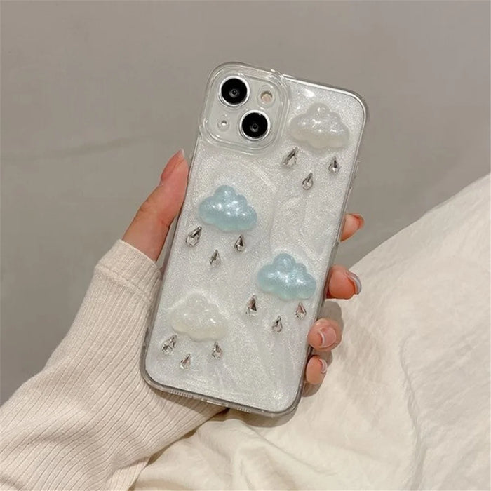For iPhone 15 Cover 3D Cloud Shimmer Powder Anti-fall TPU+PC Phone Case (Precise Lens Cutouts) - 5