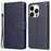 For iPhone 14 Pro Max Case PU Leather + TPU Phone Cover with Wallet Stand - Blue - 1