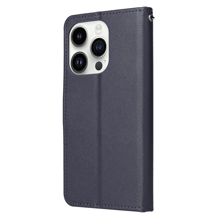 For iPhone 14 Pro Max Case PU Leather + TPU Phone Cover with Wallet Stand - Blue - 6