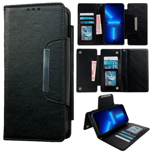 For iPhone 13 Pro Case Detachable 2-in-1 Leather Wallet Phone Cover - Black - 1