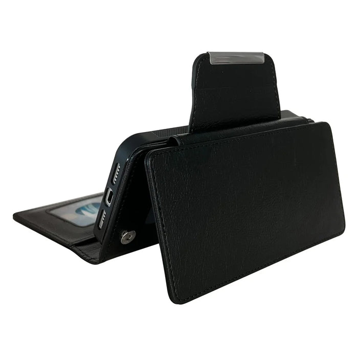 For iPhone 13 Pro Case Detachable 2-in-1 Leather Wallet Phone Cover - Black - 5