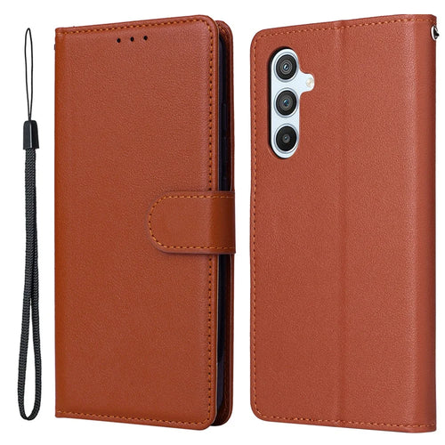 For Samsung Galaxy A54 5G Case PU Leather Stand Folio Wallet Phone Cover - Brown - 1
