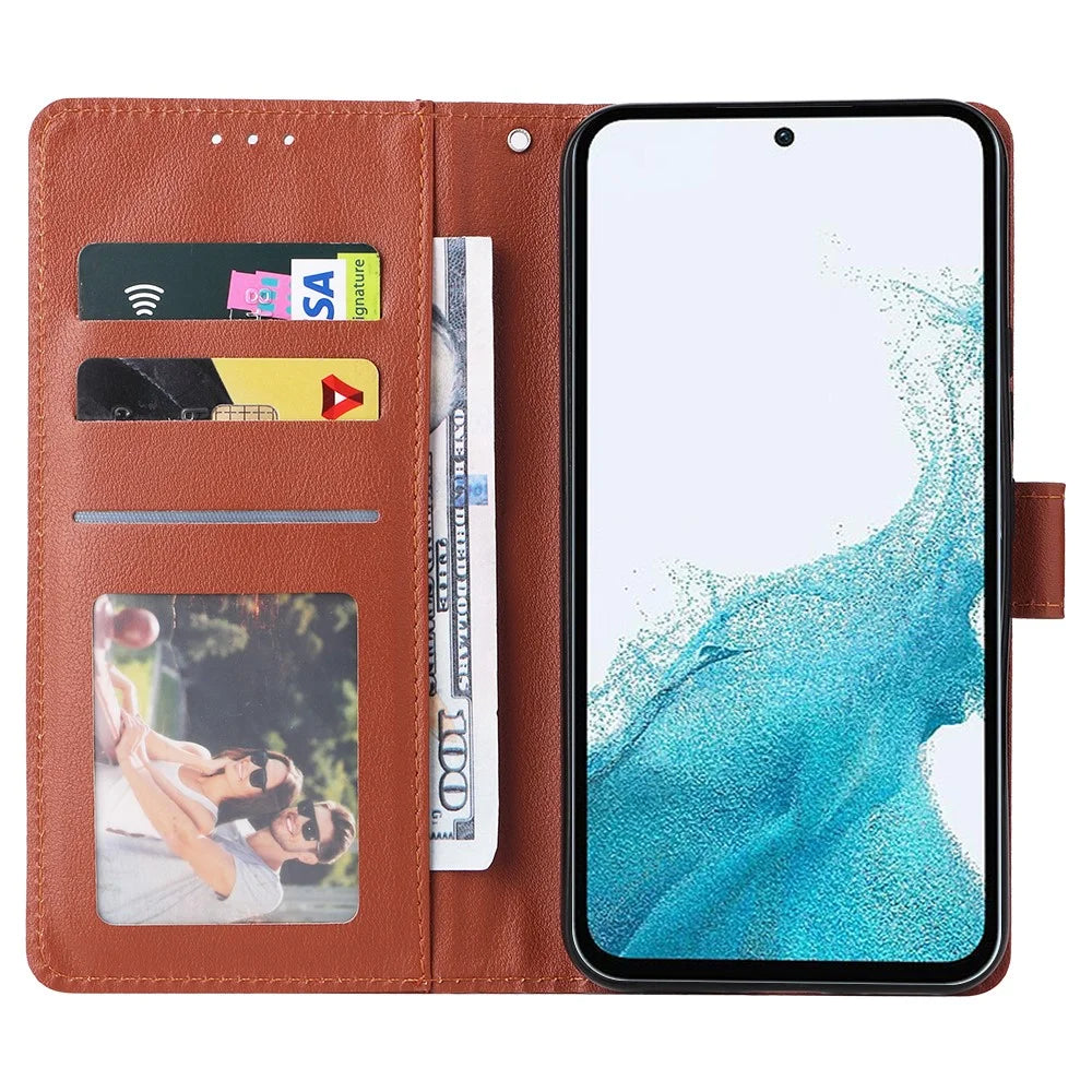 For Samsung Galaxy A54 5G Case PU Leather Stand Folio Wallet Phone Cover - Brown - 2