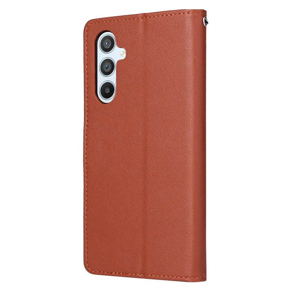 For Samsung Galaxy A54 5G Case PU Leather Stand Folio Wallet Phone Cover - Brown - 6