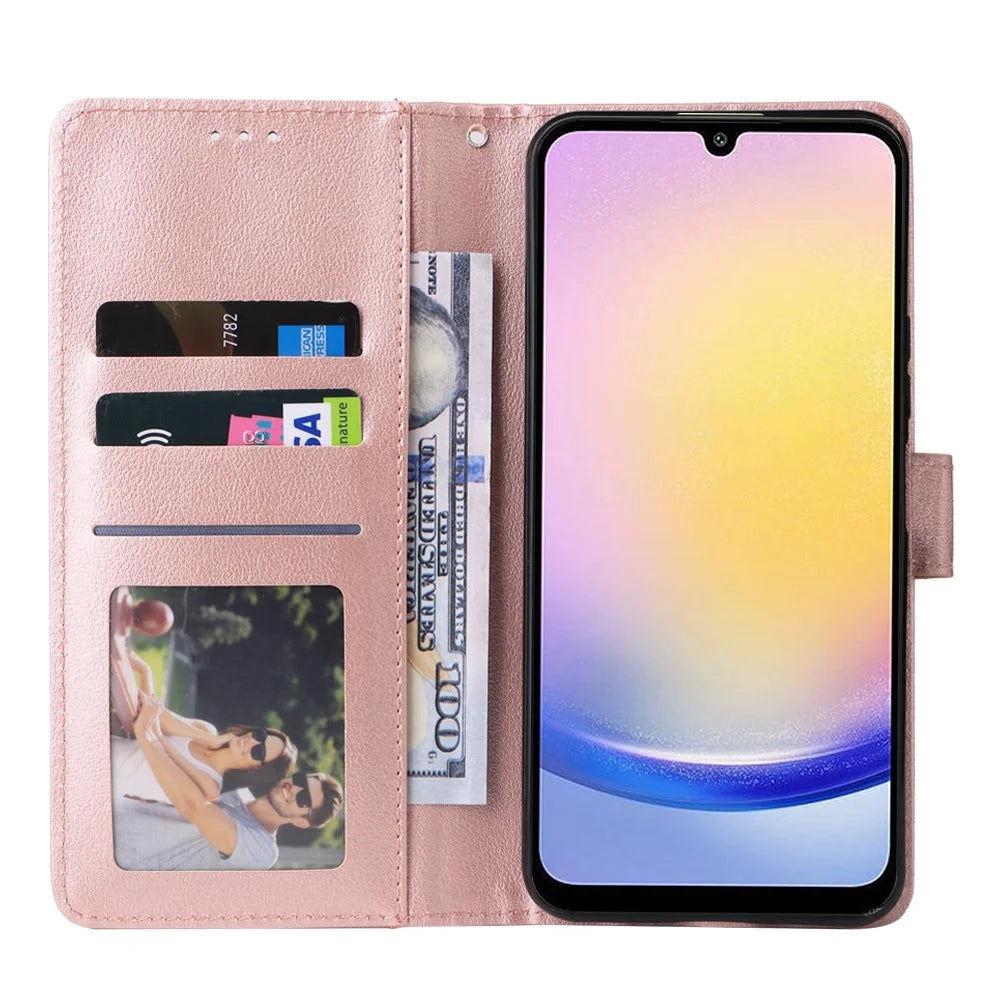 For Samsung Galaxy A25 5G (Global) (161.0 x 76.5 x 8.3mm) Phone Case with Photo Card Slots - Rose Gold - 3