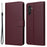 For Samsung Galaxy A15 4G Case PU Leather Stand Phone Protector with 3 Card Slots - Wine Red - 1