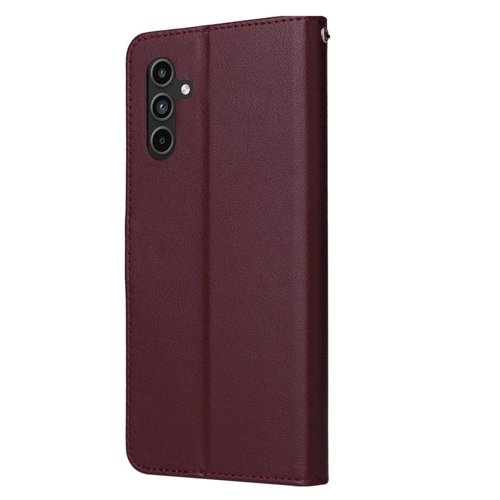 For Samsung Galaxy A15 4G Case PU Leather Stand Phone Protector with 3 Card Slots - Wine Red - 6