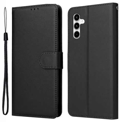 For Samsung Galaxy A35 5G Wallet Case Anti-Scratch PU Leather Flip Phone Cover - Black - 1