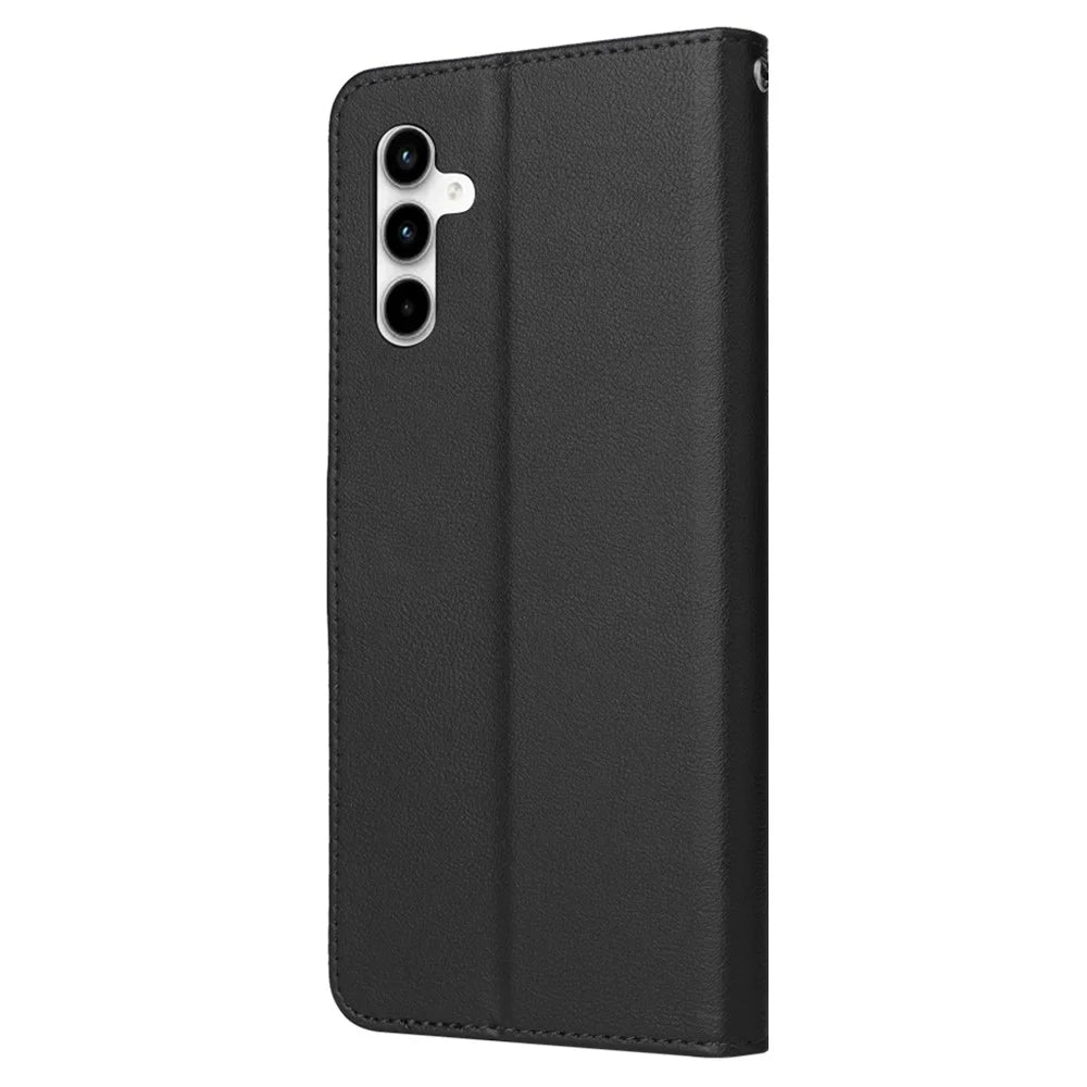 For Samsung Galaxy A35 5G Wallet Case Anti-Scratch PU Leather Flip Phone Cover - Black - 6