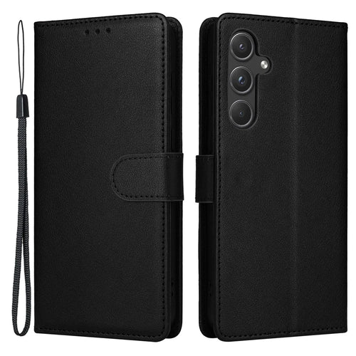For Samsung Galaxy A55 5G Case PU Leather Wallet Cover Mobile Accessories   - Black - 1