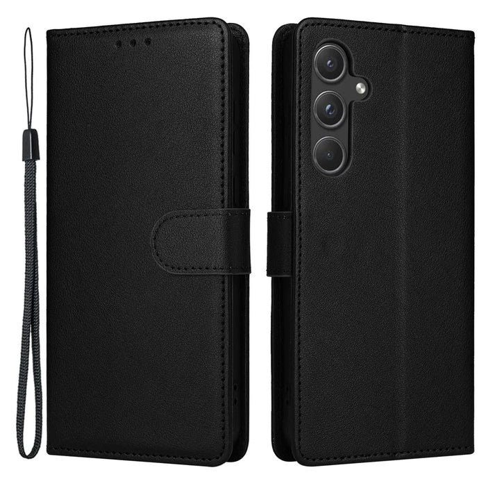 For Samsung Galaxy A55 5G Case PU Leather Wallet Cover Mobile Accessories   - Black - 1