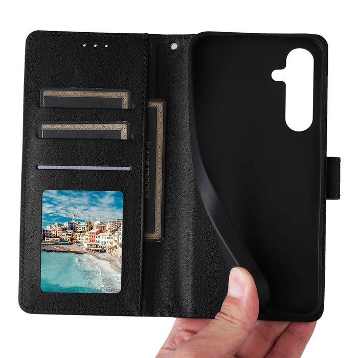 For Samsung Galaxy A55 5G Case PU Leather Wallet Cover Mobile Accessories   - Black - 5