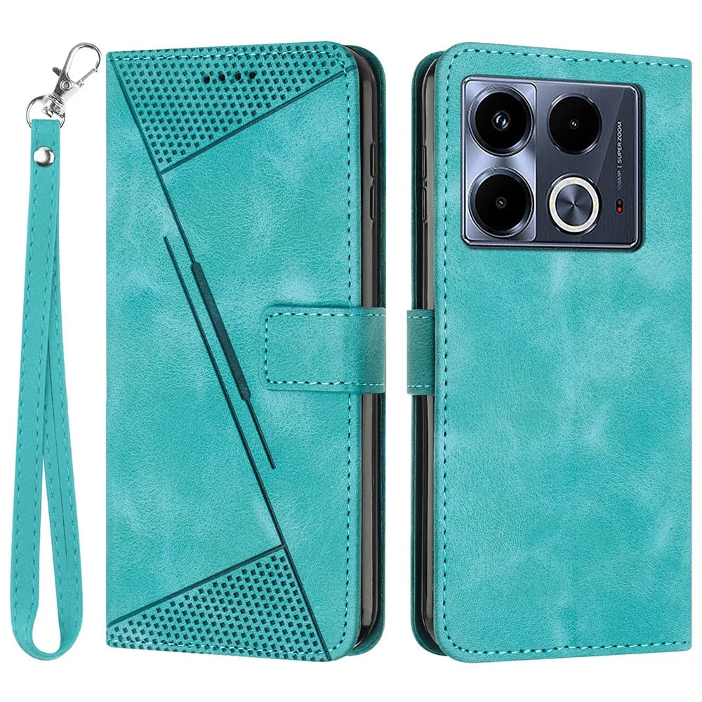 For Infinix Note 40 Anti-Scratch Leather Phone Shell Triangle Imprinted PU Leather Wallet Phone Case - Green - 1