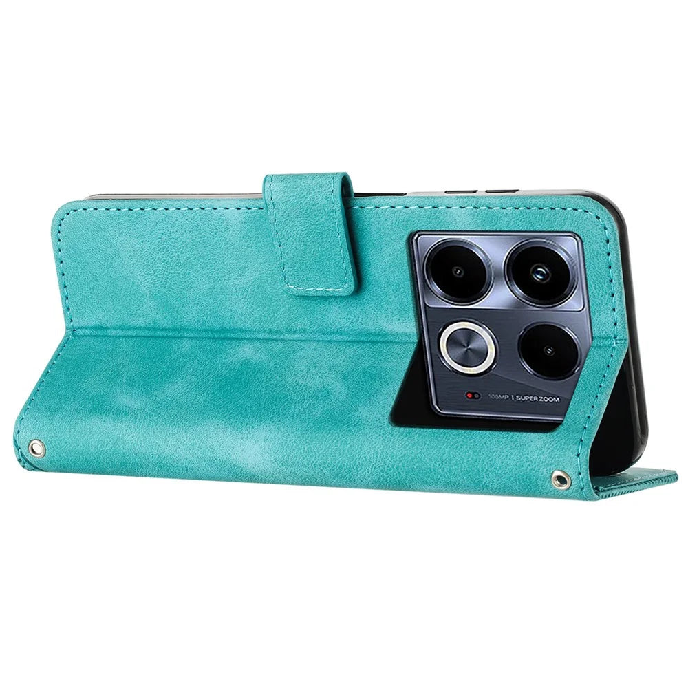 For Infinix Note 40 Anti-Scratch Leather Phone Shell Triangle Imprinted PU Leather Wallet Phone Case - Green - 3