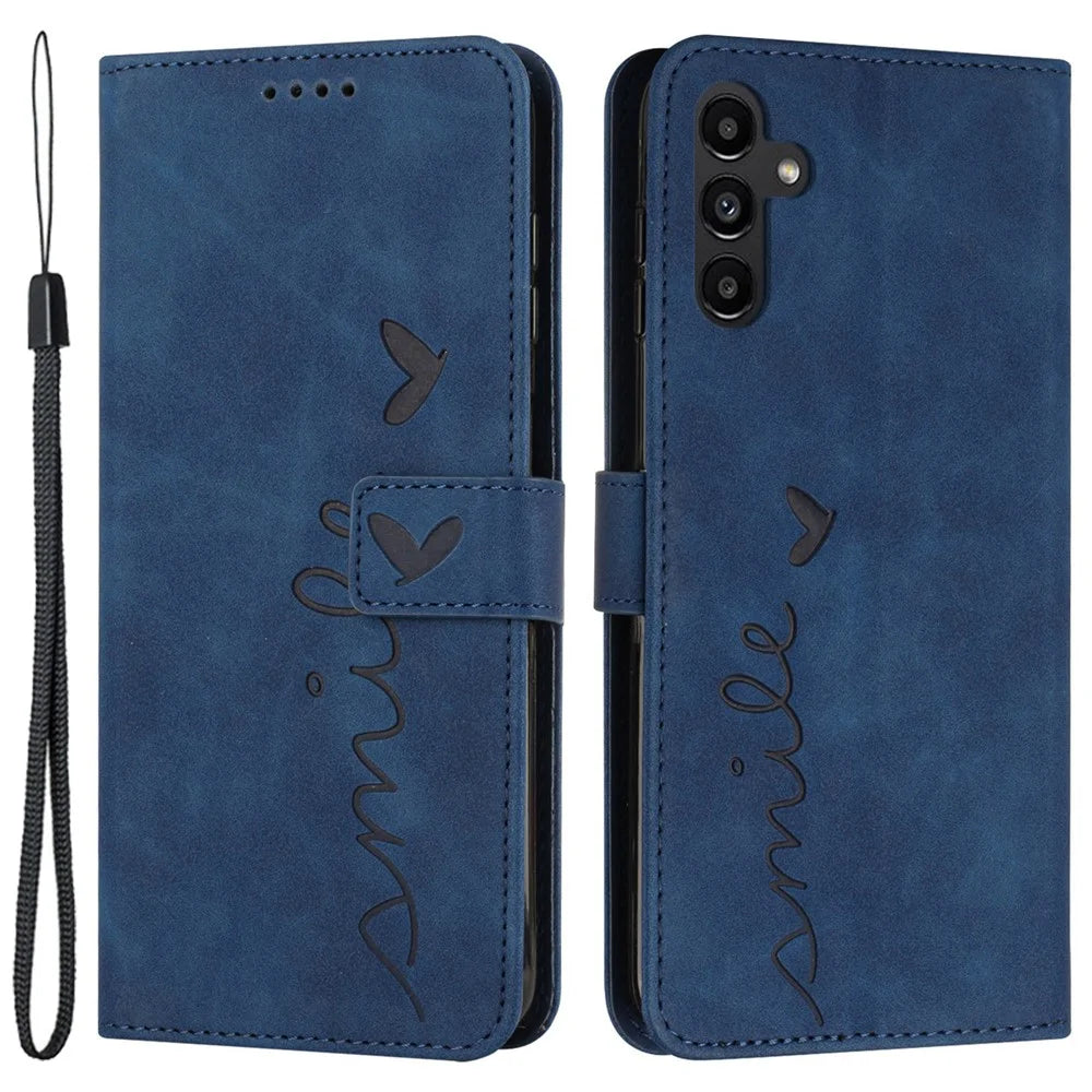 For Samsung Galaxy M15 5G / F15 5G PU Leather Phone Case Magnetic Phone Cover with Imprinted Design - Sapphire - 1