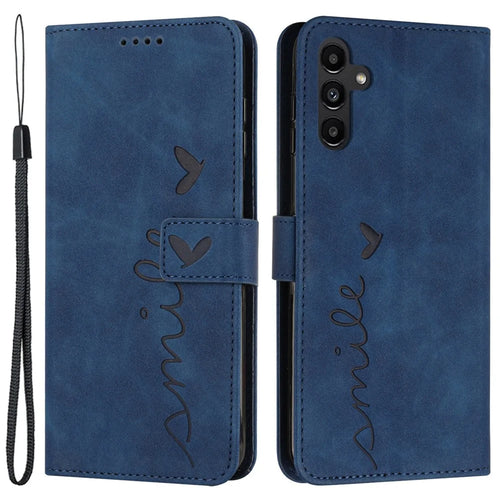 For Samsung Galaxy M15 5G / F15 5G PU Leather Phone Case Magnetic Phone Cover with Imprinted Design - Sapphire - 1