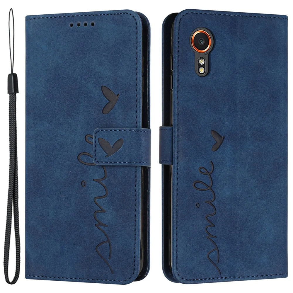 For Samsung Galaxy Xcover7 Cell Phone Case Imprinted PU Leather Magnetic Phone Stand Cover - Sapphire - 1