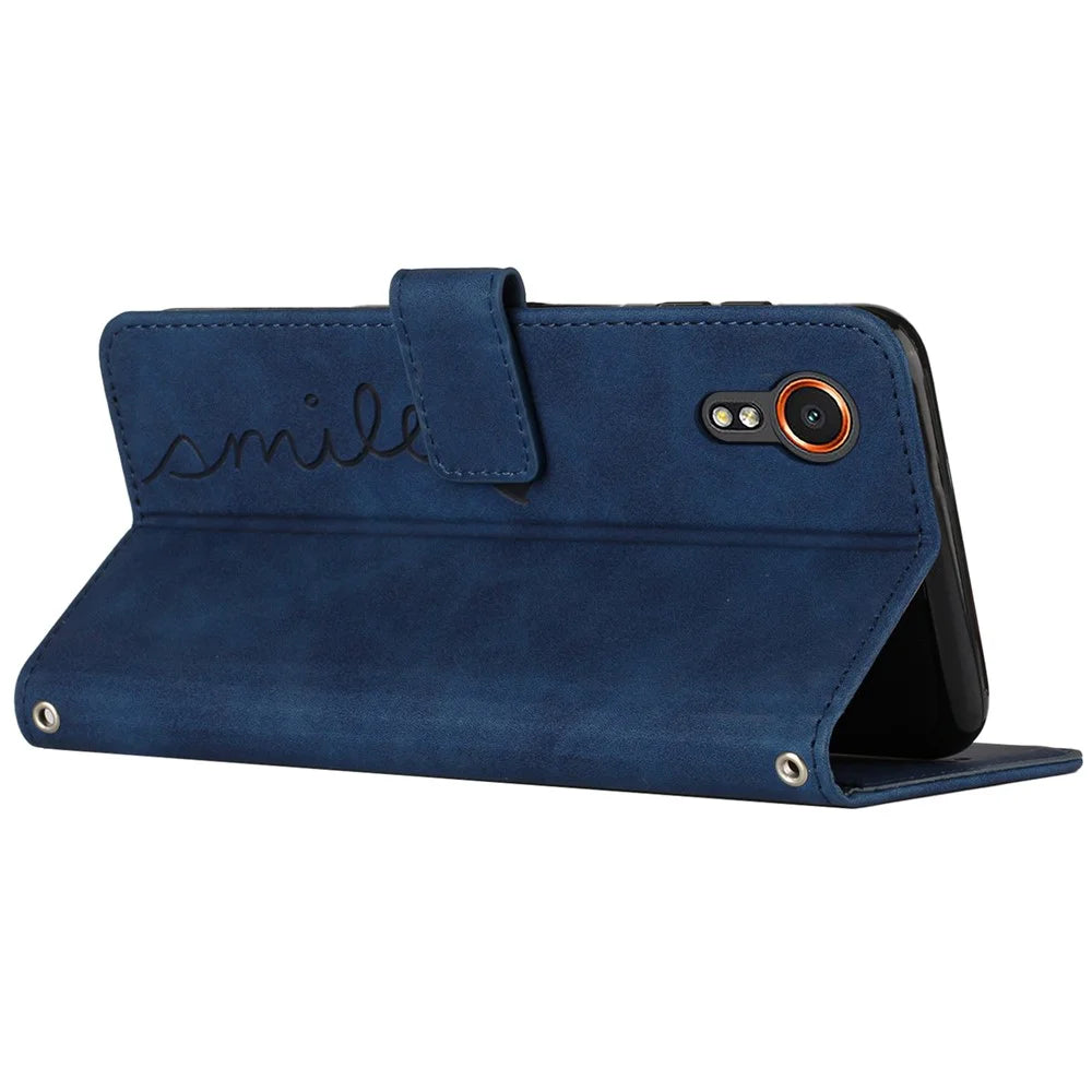 For Samsung Galaxy Xcover7 Cell Phone Case Imprinted PU Leather Magnetic Phone Stand Cover - Sapphire - 3