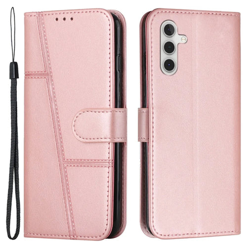 For Samsung Galaxy M15 5G / F15 5G Anti-Scratch PU Leather Phone Case Stand Cell Phone Cover - Rose Gold - 1